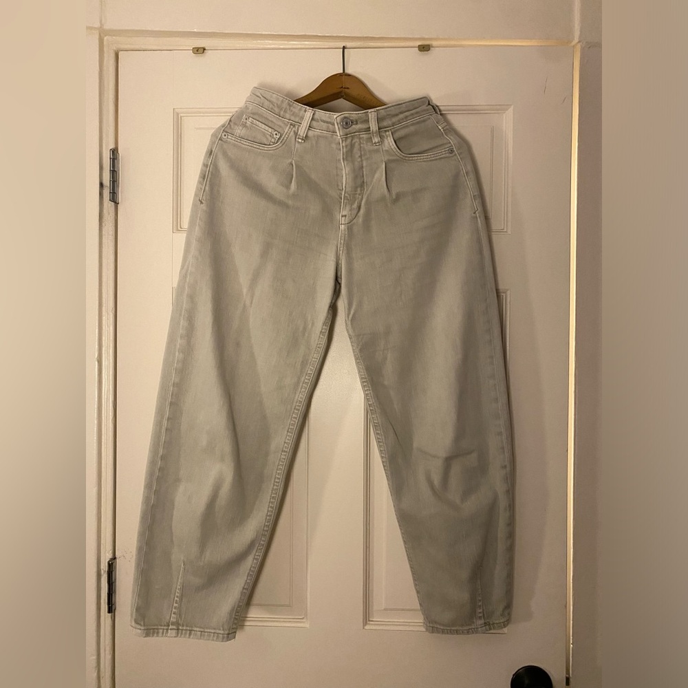Pilcro and the Letterpress “The Breaker” denim pants in light green
